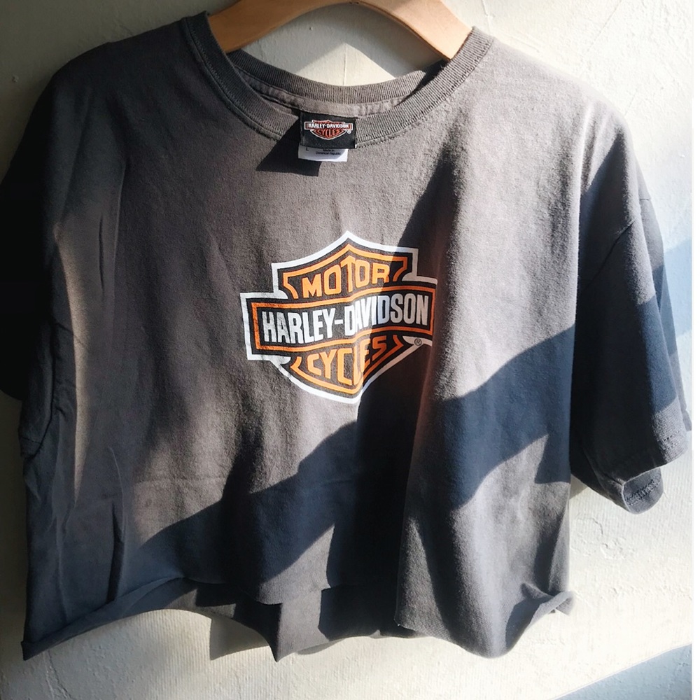 brown Harley Davidson cropped tee